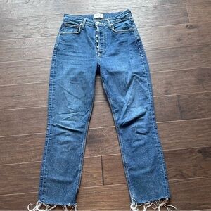 AGOLDE Riley Crop Button Fly Raw Hem Size 25